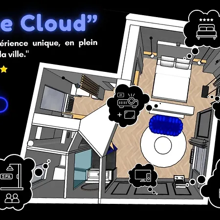 Appartement Le Nuage - Hypercentre - Luxe Spa&gaming Troyes